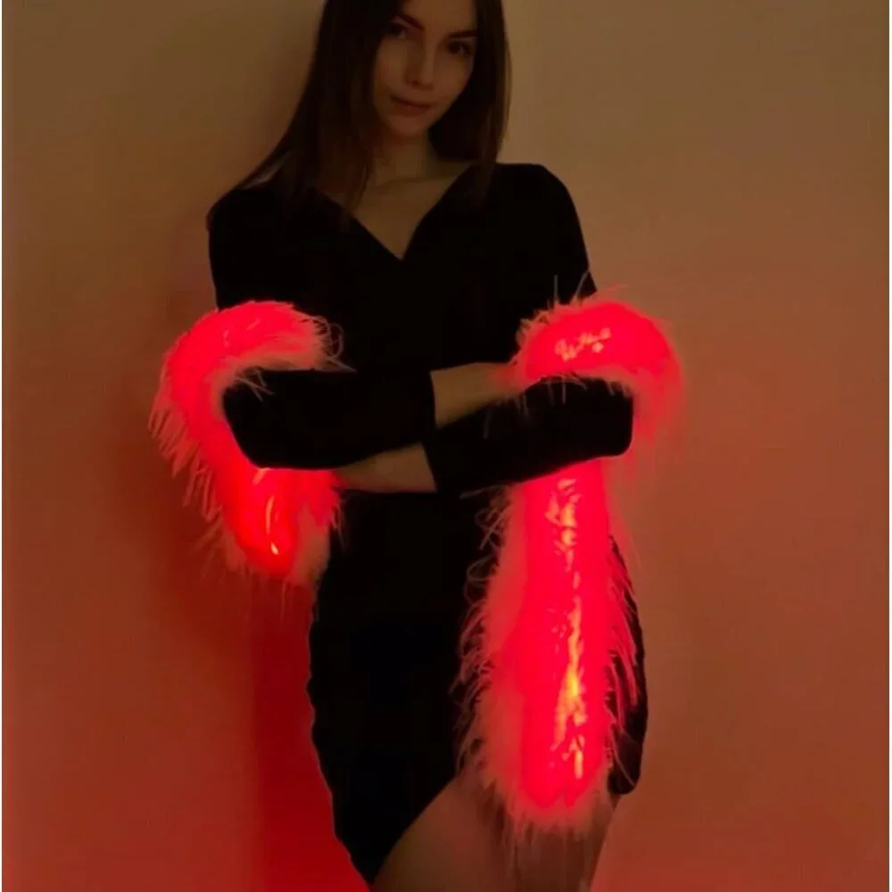 LED Scarf Faux Fur Rechargeable Glow Light Up Winter Unisex Accessories
